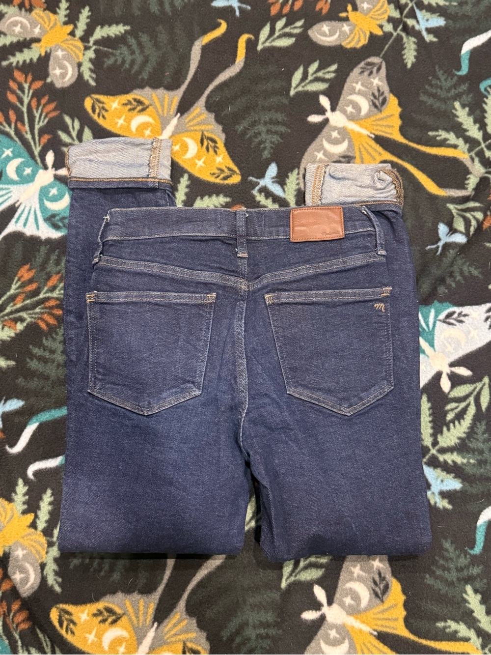 Madewell 9” Mid-Rise Skinny Jeans Dark Wash Cuffed Stretch Size 25
